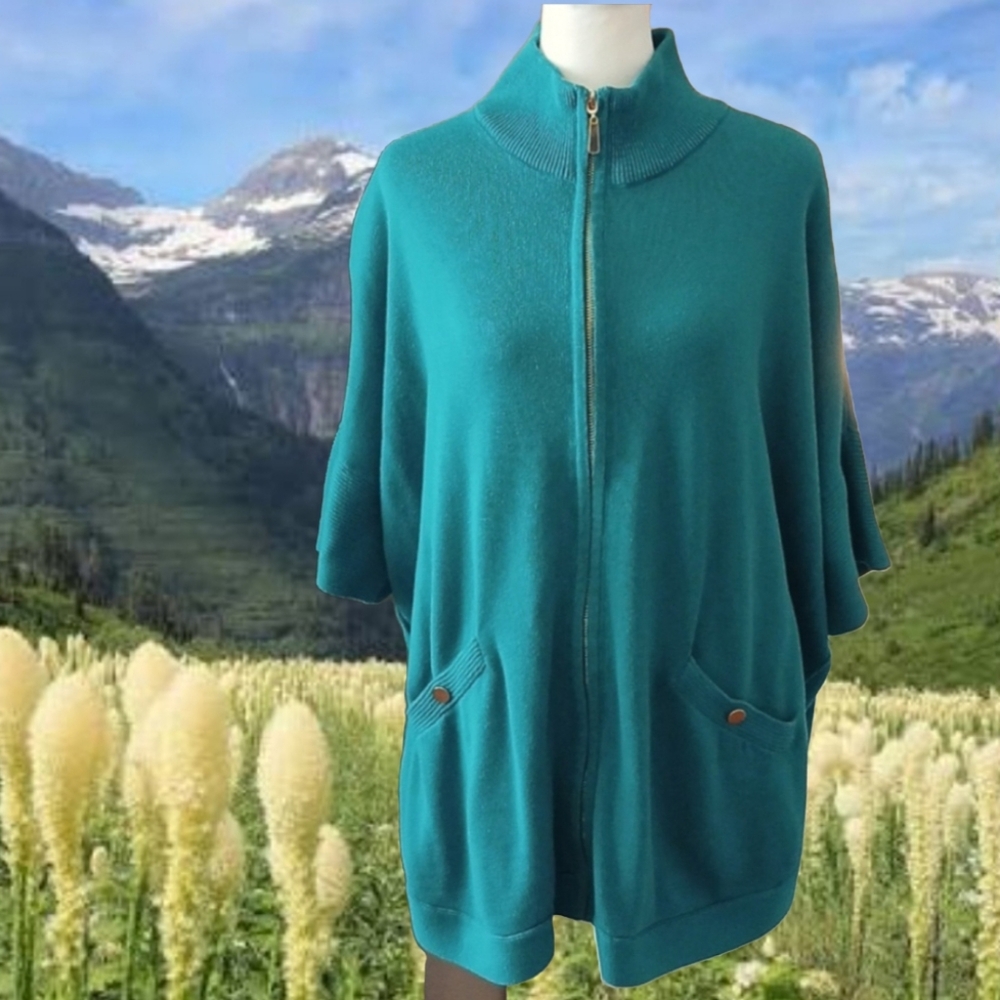 WHBM Sweater Shawl Jacket Cardigan size S/M Turquoise